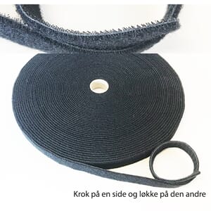 Borrelås 50mm Back to Back Sort 25 meter